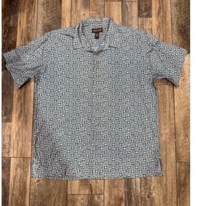 Cooke Street Hawaiian Island Mens XL Blue White  Print Short Sleeve Button Shirt